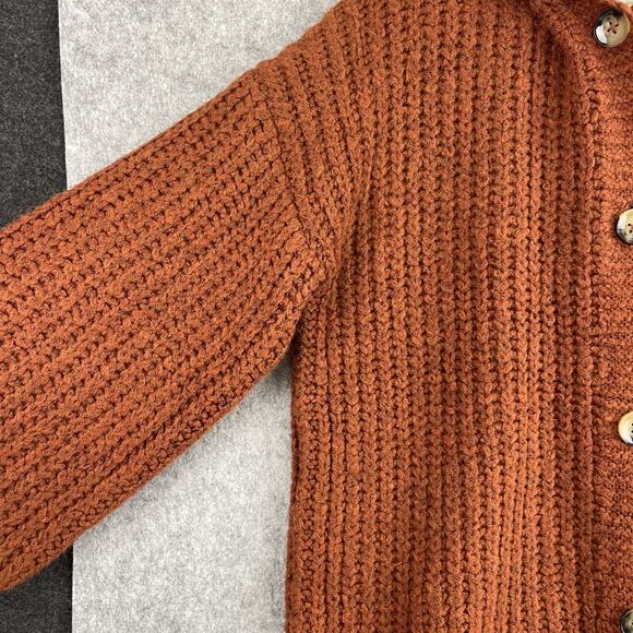 Anthropologie Maeve Naomi Sweater Cardigan Womens Large Brown Hooded Chunky Knit - Picture 10 of 16